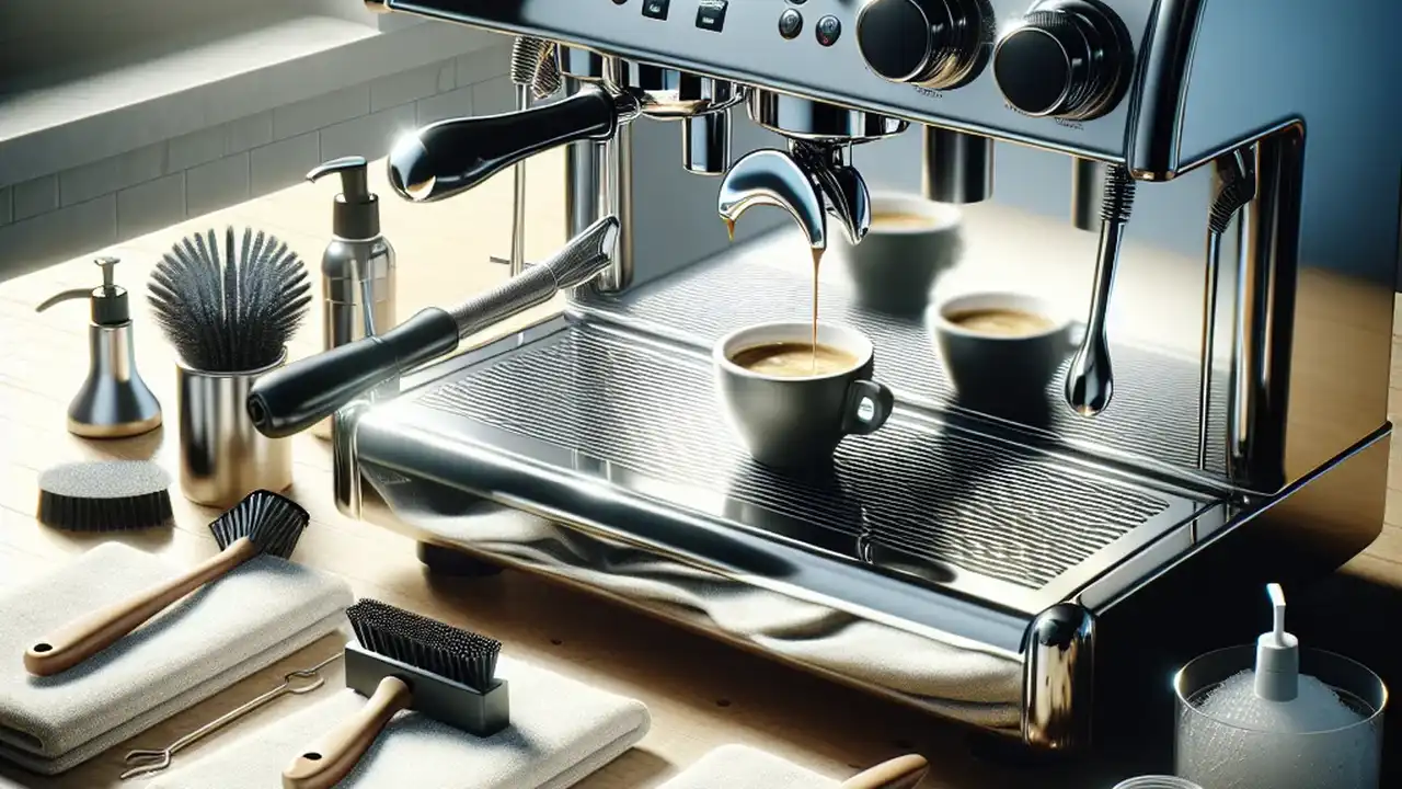 Close up on a plate of mashed potatoes, topped with baked pork chops with cream of mushroom soup, and a side of green beans.